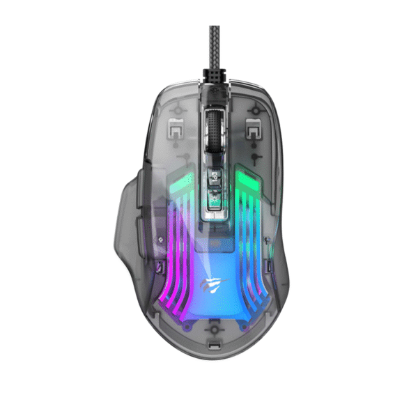 Havit MS1011SE Gaming Mouse, 1200-7200dpi, 6 buttons, Programmable, RGB, 113g, 1.5m, USB, Black