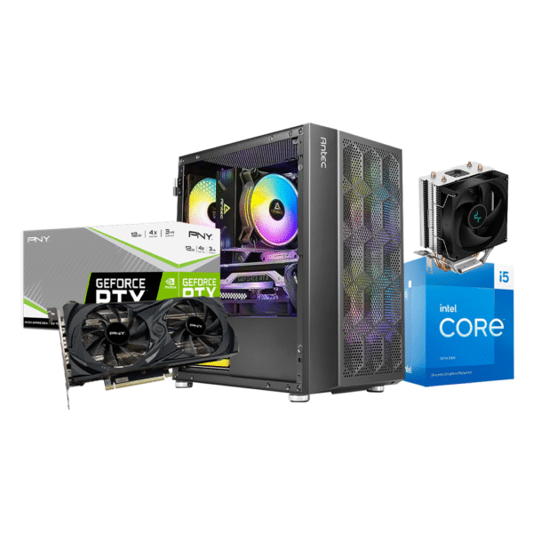 RTX 3060 12GB, INTEL I5 13400F, DEEPCOOL AG200, H610M, 16GB DDR4 3200MHZ, 500 GB SSD, 600W, ANTEC NX200 M GAMING CASE - 3 FANS