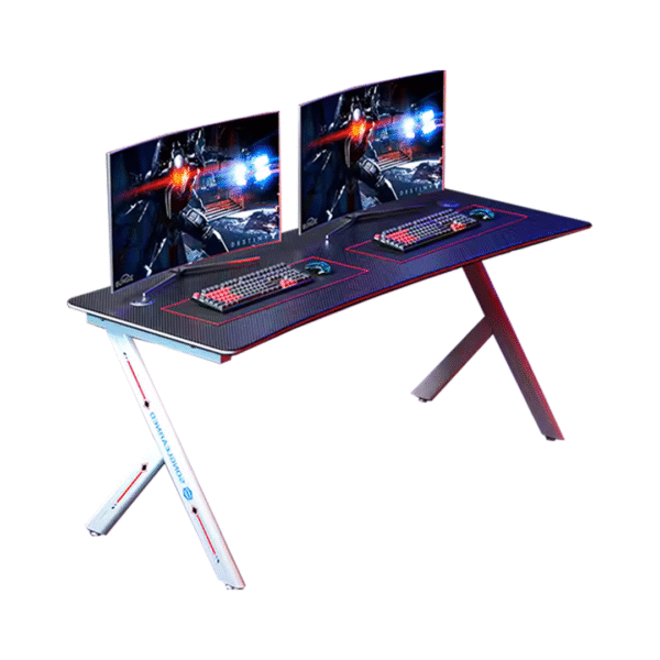 R shape Table 160cm Material: 18mm carbon fiber patterned density board. Feet: metal frame, round tube size 30*60mm  Product Size: 160*60*75 cm