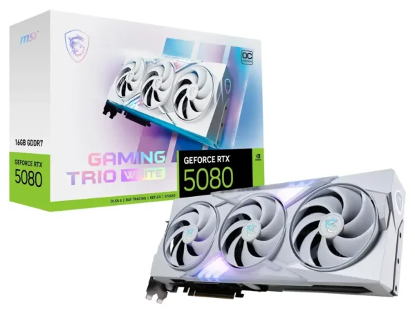 MSI - NVIDIA GeForce RTX 5080 16G GAMING TRIO OC WHITE 16GB GDDR7 PCI Express Gen 5 Graphics Card - White