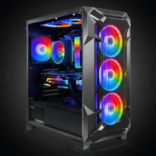 Antec Dark League DF600 Flux, Mid-Tower ATX Gaming Case, Flux Platform, 5 x 120mm Fans Included, ARGB & PWM Fan Controller, Tempered Glass Side Panel, 2 x USB3.0, High-End GPU Support - Image 9