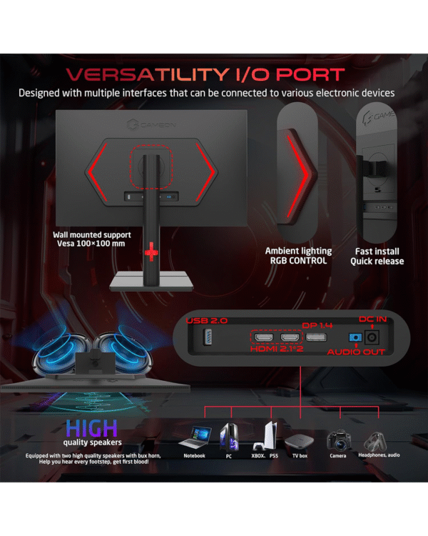 GAMEON GOML27QHD240IPS Mini LED, Black Gaming Monitor 27 inch, 2560x1440p 2K QHD monitor Fast IPS Panel, 240Hz, 0.5ms, 2.1 HDMI,Freesync&Gsync,Crosshair assistant, Supports HDR, PS5, VRR - Image 2