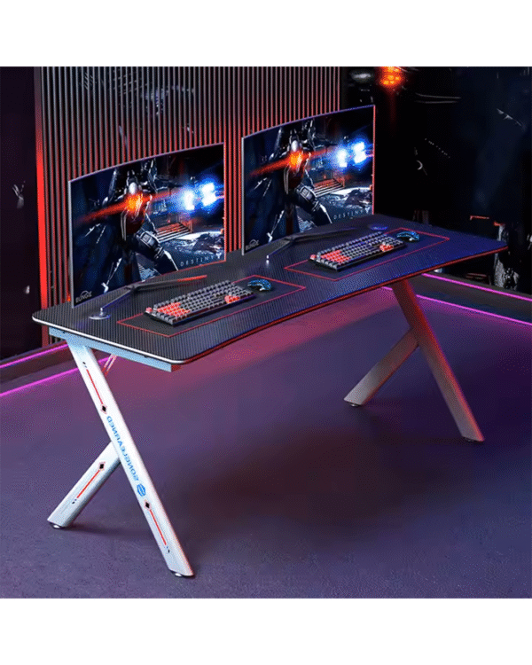 R shape Table 160cm Material: 18mm carbon fiber patterned density board. Feet: metal frame, round tube size 30*60mm  Product Size: 160*60*75 cm - Image 2