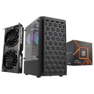 RTX 4070 SUPER 12GB, RYZEN 5 7500F, CPU COOLER AG200, B650M-B, 1TB SSD, 32GB 6000MHZ, 750W, DK300M WITH 3  FANS