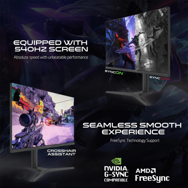 GAMEON GOTX27FHD540IPS Titan Pro X Series Black Gaming Monitor 27 inch, 1920x1080p FHD Fast IPS Panel, 540Hz, 0.5ms, 2.1 HDMI, Freesync&Gsync, Crosshair assistant, Supports HDR, PS5, VRR - Image 2
