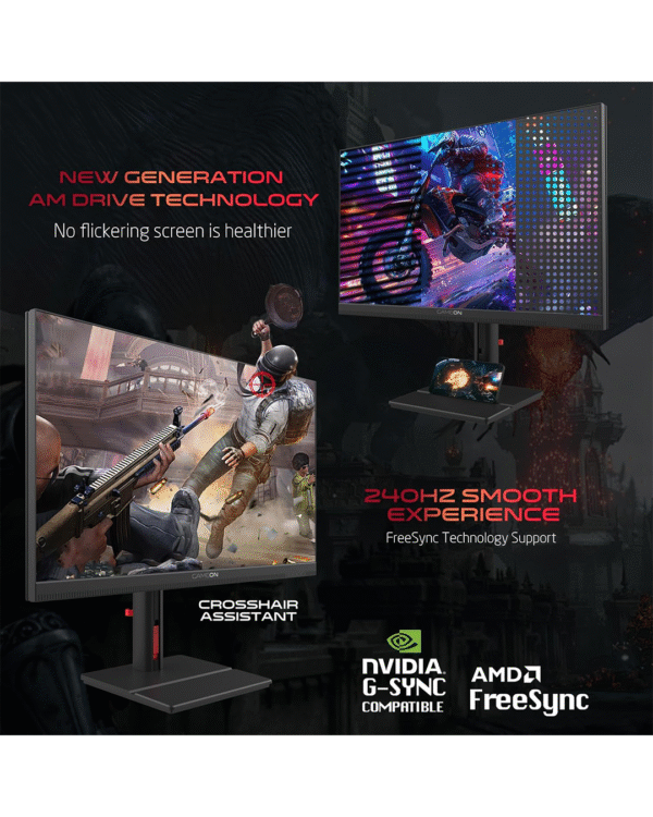 GAMEON GOML27QHD240IPS Mini LED, Black Gaming Monitor 27 inch, 2560x1440p 2K QHD monitor Fast IPS Panel, 240Hz, 0.5ms, 2.1 HDMI,Freesync&Gsync,Crosshair assistant, Supports HDR, PS5, VRR - Image 3