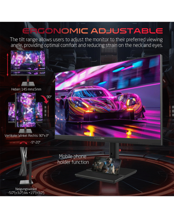 GAMEON GOML27QHD240IPS Mini LED, Black Gaming Monitor 27 inch, 2560x1440p 2K QHD monitor Fast IPS Panel, 240Hz, 0.5ms, 2.1 HDMI,Freesync&Gsync,Crosshair assistant, Supports HDR, PS5, VRR - Image 4