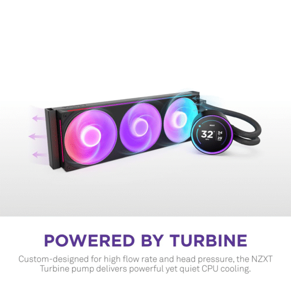 NZXT Kraken Elite 360 RGB 2024 - AIO CPU Liquid Cooler - 360mm Radiator - F360 RGB Core Fan - Customizable 2.72" IPS LCD - NZXT Turbine Pump - AMD® AM5, AM4 - Intel® LGA 1851/1700, 1200/115X - White - Image 2