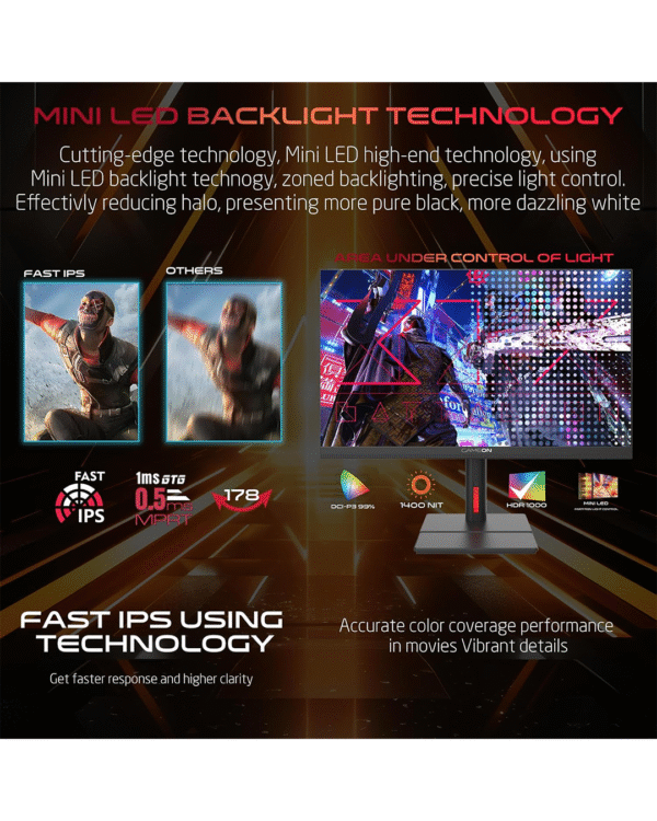 GAMEON GOML27QHD240IPS Mini LED, Black Gaming Monitor 27 inch, 2560x1440p 2K QHD monitor Fast IPS Panel, 240Hz, 0.5ms, 2.1 HDMI,Freesync&Gsync,Crosshair assistant, Supports HDR, PS5, VRR - Image 5