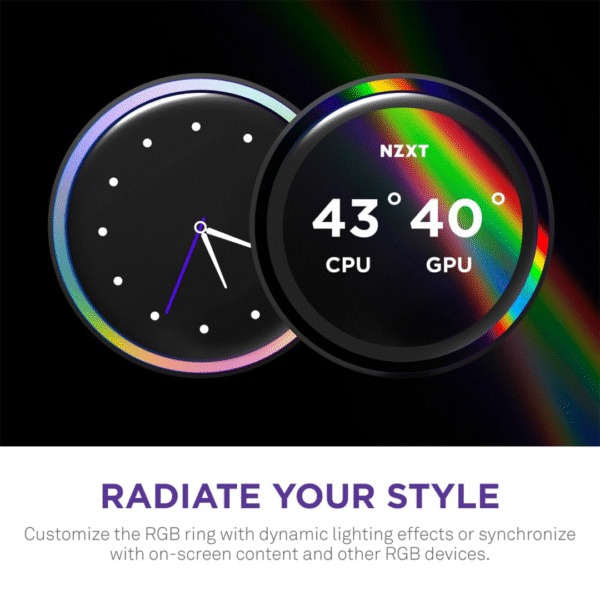 NZXT Kraken Elite 360 RGB 2024 - AIO CPU Liquid Cooler - 360mm Radiator - F360 RGB Core Fan - Customizable 2.72" IPS LCD - NZXT Turbine Pump - AMD® AM5, AM4 - Intel® LGA 1851/1700, 1200/115X - White - Image 4