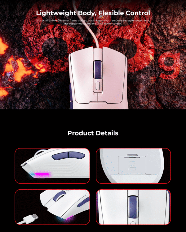 Havit MS966WB Quad-mode Wireles Gaming Mouse ( Wired+2.4GHz-USB+2.4G-Type-C+BT5.2 ) - Image 7