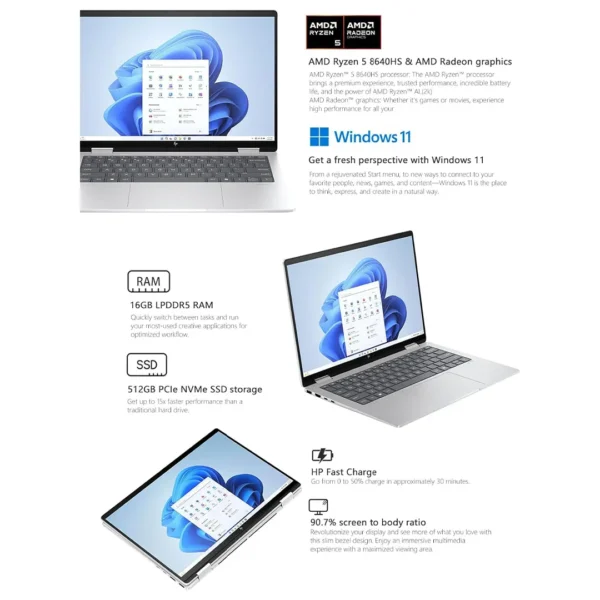 HP Envy 2 in 1 14" Wide Ultra XGA Touch Screen Laptop - Image 6