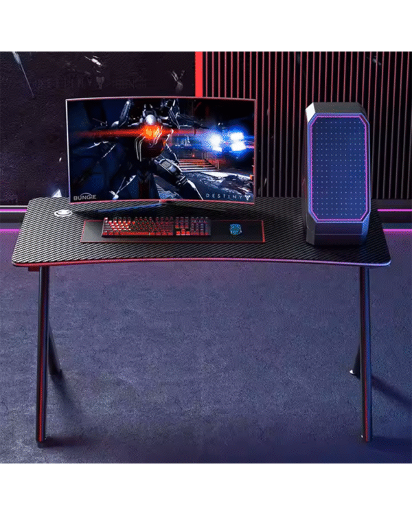 R shape Table 160cm Material: 18mm carbon fiber patterned density board. Feet: metal frame, round tube size 30*60mm  Product Size: 160*60*75 cm - Image 7