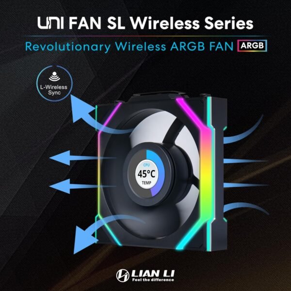 Lian Li Uni Fan SL120 Wireless LCD 120 black - Pack of 3 Reverse - Image 2