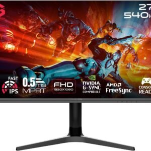 GAMEON GOTX27FHD540IPS Titan Pro X Series Black Gaming Monitor 27 inch, 1920x1080p FHD Fast IPS Panel, 540Hz, 0.5ms, 2.1 HDMI, Freesync&Gsync, Crosshair assistant, Supports HDR, PS5, VRR