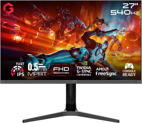 GAMEON GOTX27FHD540IPS Titan Pro X Series Black Gaming Monitor 27 inch, 1920x1080p FHD Fast IPS Panel, 540Hz, 0.5ms, 2.1 HDMI, Freesync&Gsync, Crosshair assistant, Supports HDR, PS5, VRR