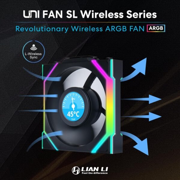 Lian Li Uni Fan SL120 Wireless LCD 120 black - Pack of 1 Reverse - Image 2