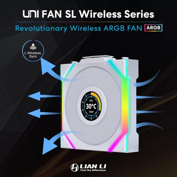 Lian Li Uni Fan SL120 Wireless LCD 120 White - Pack of 3 Reverse - Image 3