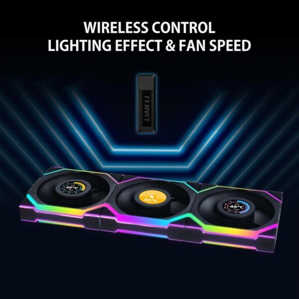 Lian Li Uni Fan SL120 Wireless LCD 120 black - Pack of 3 Reverse - Image 3