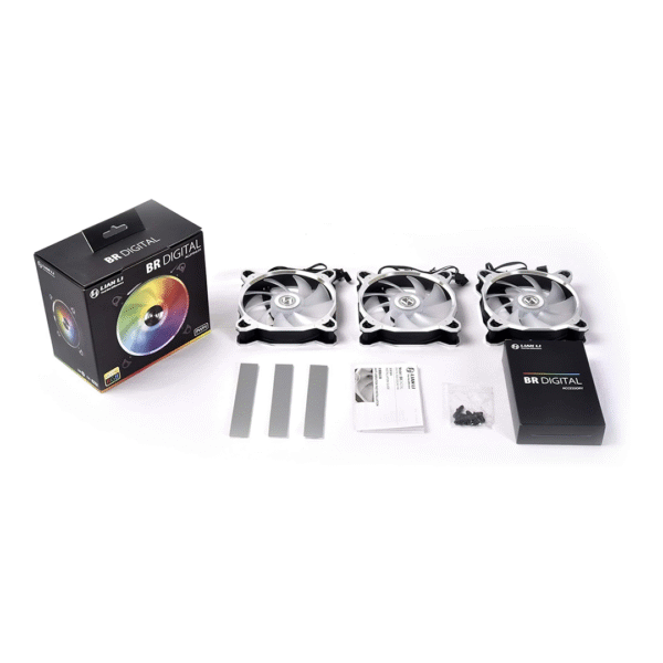 LIAN LI BORA DIGITAL Series RGB BR DIGITAL-3R S – 120mm Addressable RGB LED PWM Fan, 3-FAN Pack – High Airflow, Quiet Operation, Sync with Motherboard - Image 7