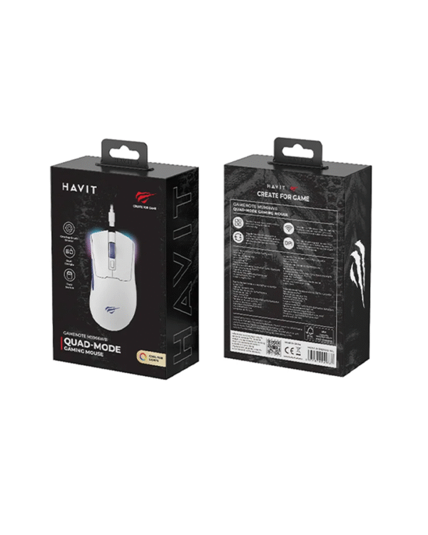 Havit MS966WB Quad-mode Wireles Gaming Mouse ( Wired+2.4GHz-USB+2.4G-Type-C+BT5.2 ) - Image 4