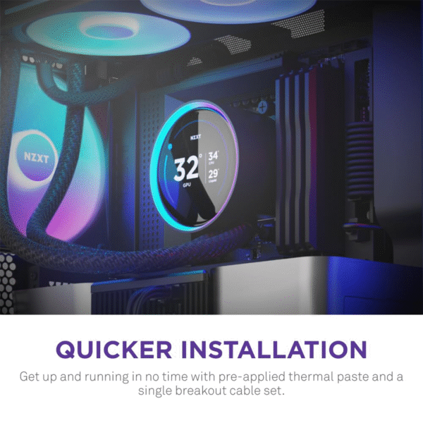 NZXT Kraken Elite 360 RGB 2024 - AIO CPU Liquid Cooler - 360mm Radiator - F360 RGB Core Fan - Customizable 2.72" IPS LCD - NZXT Turbine Pump - AMD® AM5, AM4 - Intel® LGA 1851/1700, 1200/115X - White - Image 6