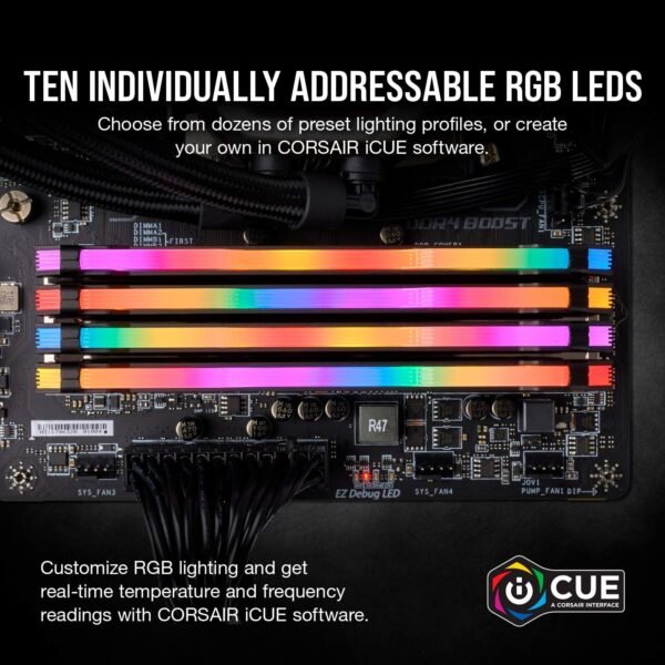 CORSAIR VENGEANCE RGB PRO DDR4 RAM 32GB (2x16GB) 3600MHz CL18-22-22-42 1.35V Intel AMD Desktop Computer Memory - Black - Image 3