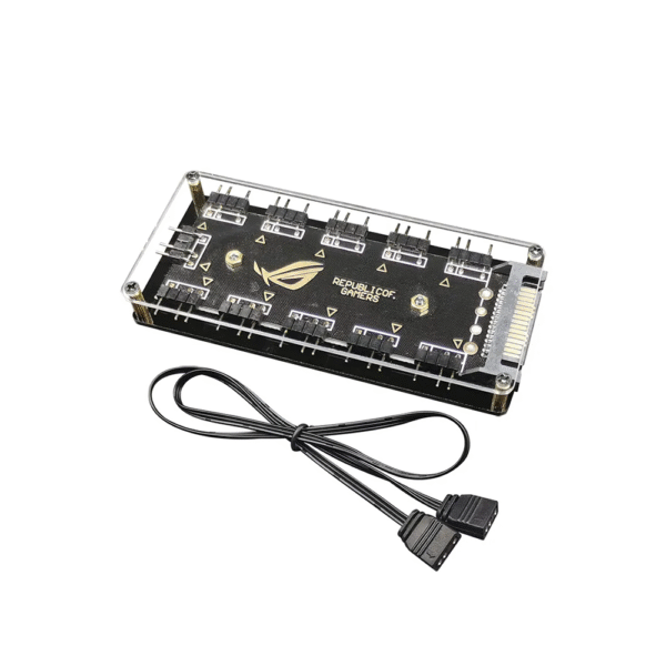 Hot Sell Gaming Computer 11 Ways Computer Fan Controller Chassis Fan Hub ARGB SYNC 5V- 3PIN Multi-interface Argb Fan Controller - Image 2