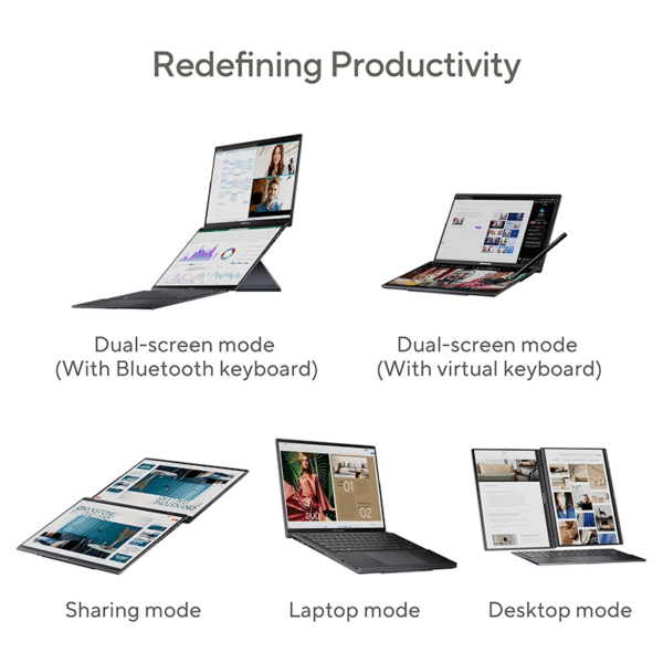ASUS Zenbook Duo Laptop, Dual 14” OLED 3K 120Hz Touch Display, Intel Evo Certified, Intel Core Ultra 9 185H CPU, Intel Arc Graphics, 32GB RAM, 1TB SSD, Windows 11, Inkwell Gray - Image 2