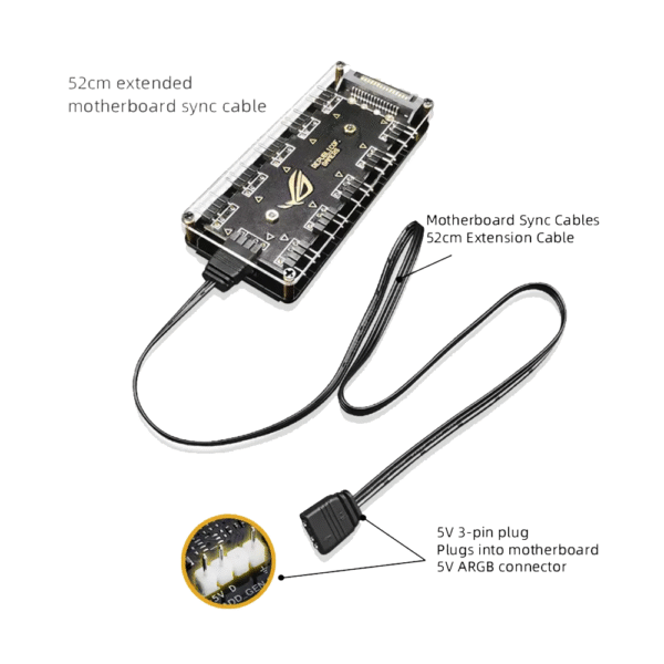 Hot Sell Gaming Computer 11 Ways Computer Fan Controller Chassis Fan Hub ARGB SYNC 5V- 3PIN Multi-interface Argb Fan Controller - Image 5