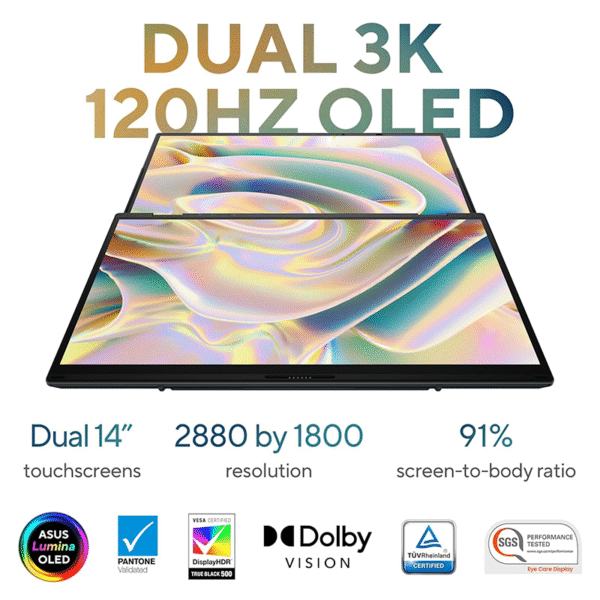 ASUS Zenbook Duo Laptop, Dual 14” OLED 3K 120Hz Touch Display, Intel Evo Certified, Intel Core Ultra 9 185H CPU, Intel Arc Graphics, 32GB RAM, 1TB SSD, Windows 11, Inkwell Gray - Image 4