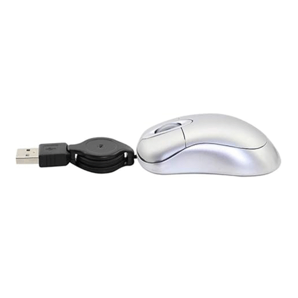 Mini Small Travel Optical Mouse Portable USB Wired Mouse with Retractable USB Cord for PC Laptop Computer Desktop Office Business Home School Kids Girls Boys Women Men Gift(Silver) - Image 2